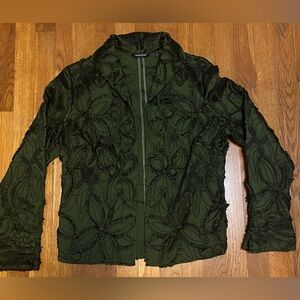 Samuel Dong Green Ribbon Full Zip Lightweight Jacket Size M